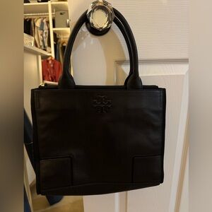 New!!! Never used, Tory Burch Black Pebbled Leather Top-Handle Tote